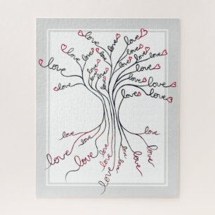 Puzzle Arbre de vie avec des coeurs significatif et diffi