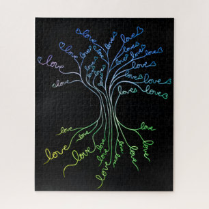 Puzzle Arbre de vie avec des coeurs significatif et diffi