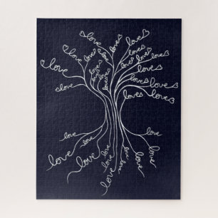 Puzzle Arbre de vie avec des coeurs significatif et diffi