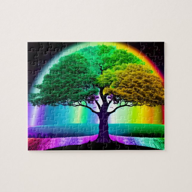 Puzzle Arbre de vie entouré de couleurs arc-en-ciel (Horizontal)