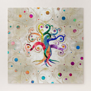 Puzzle Arbre de vie - Swirl arc-en-ciel minéral en pierr
