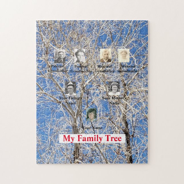 Puzzle Arbre d'hiver Trois générations Arbre de famille P (Vertical)