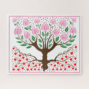 Puzzle Arbre Fleurissant aux Racines en Forme de Cœur de