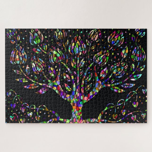 Puzzle Arbre mosaïque en verre de Faux (Horizontal)