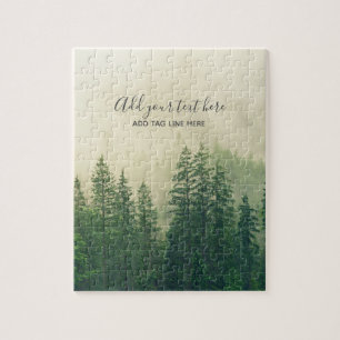 Puzzle Arbres de forêt de pin brumeux Garde personnalisé