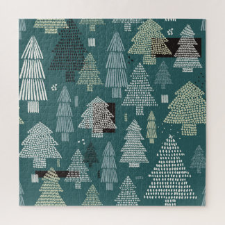 Puzzle Arbres d'hiver, motif vintage de Noël.