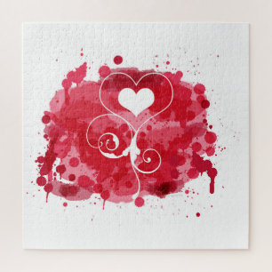 Puzzle Arbres peintes au coeur rouge