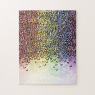 Puzzle arc-en-ciel aux papillons