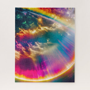 Puzzle Arc-en-ciel brillant derrière les nuages dans le c