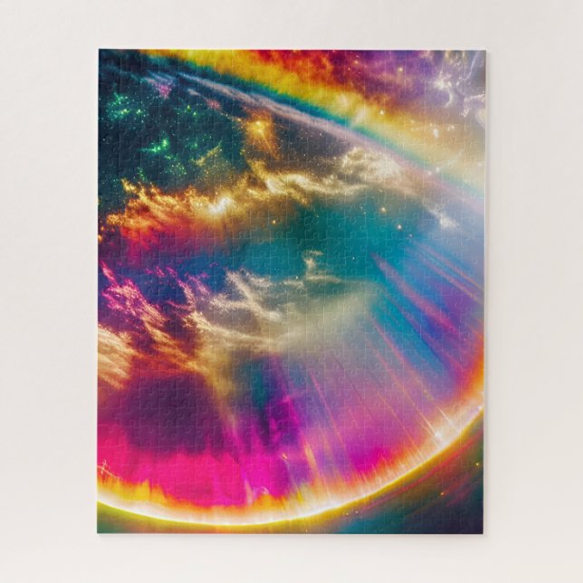 Puzzle Arc-en-ciel brillant derrière les nuages dans le c (Vertical)