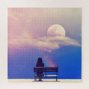Puzzle Arc-en-ciel de lune : Pastel Sky Beauty.