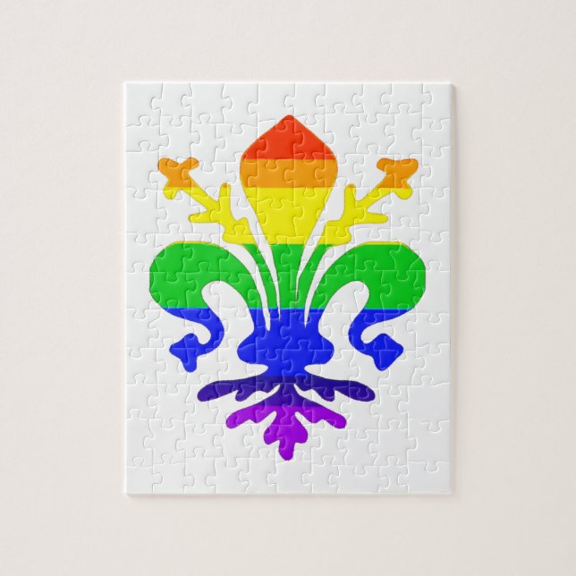 Puzzle Arc-en-ciel stylisé Fleur de Lis (Vertical)
