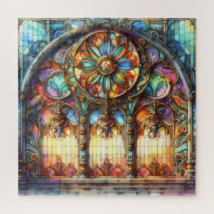 Puzzle Arche en verre tendu Cathédrale en verre jaune ble