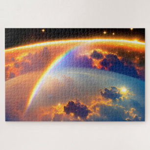Puzzle Arcs-en-ciel galactiques sur la Terre nuageuse sou