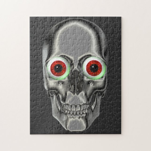 Puzzle Argent Crâne rouge yeux Imaginaire Art (Vertical)