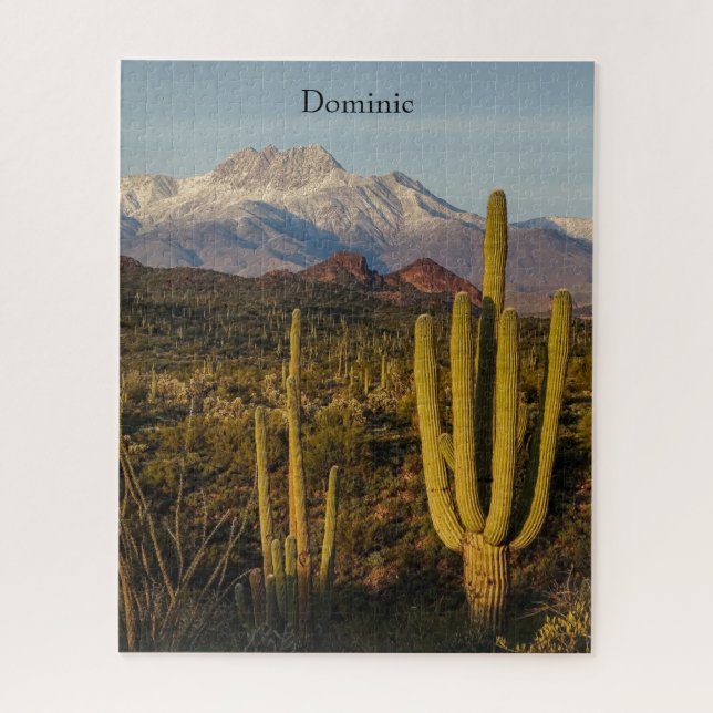 Puzzle Arizona Désert Saguaro Cactus Snowy Mountain (Vertical)