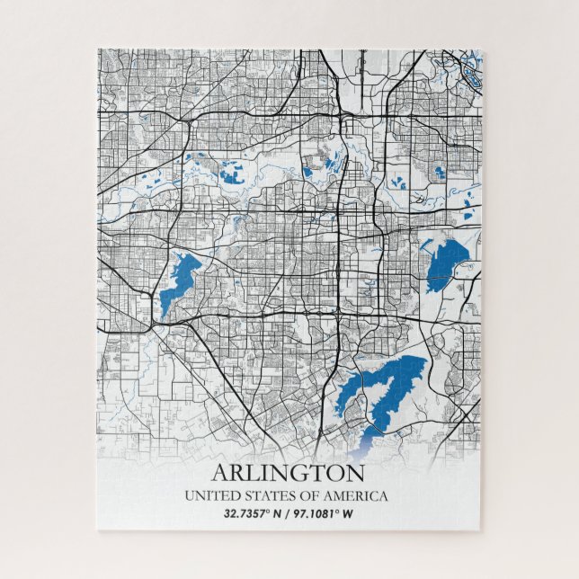 Puzzle Arlington Texas USA City Plan de la ville (Vertical)
