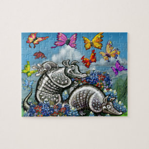 Puzzle Armadillos Bluebonnets Papillons Fleurs sauvages