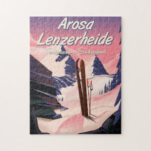 Puzzle Arosa Lenzerheide, poster suisse de ski. Magnet