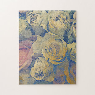 Puzzle arrière - plan coloré vintage floral d'art