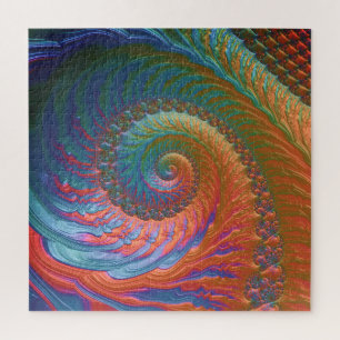 Puzzle Art abstrait fractal à spirale dégradé coloré boho
