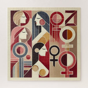 Puzzle Art Abstrait Géométrique Célébrant les Femmes