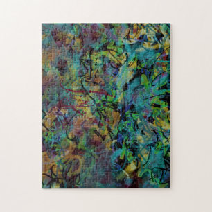 Puzzle Art abstrait griffonné multicolore