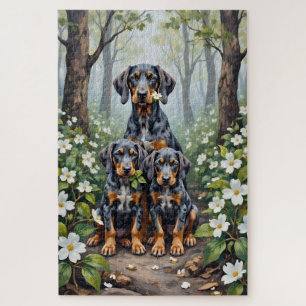 Puzzle Art Bluetick Coonhound Woodland Bloom