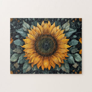 Puzzle Art botanique complexe du tournesol