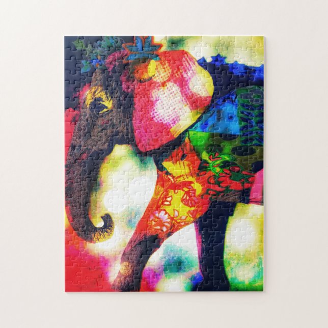 Puzzle Art contemporain africain Eléphant Pop Art contemp (Vertical)