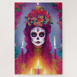 Puzzle Art crâne de sucre - Belle femme à l'autel