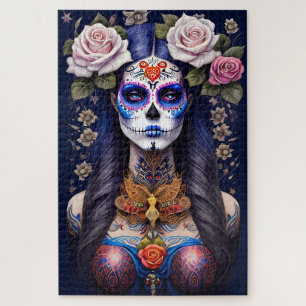 Puzzle Art crâne sucre - Femme dans le maquillage crâne s