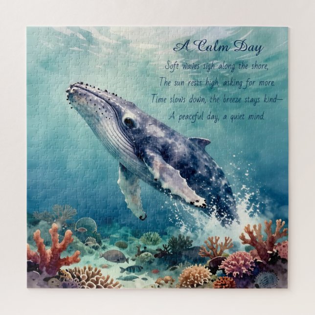 Puzzle Art de baleine bleue océanique aquarelle côtier (Vertical)