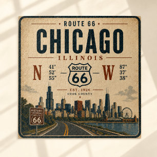 Puzzle Art de bar crème vintage marine Route 66 Chicago