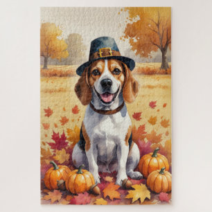 Puzzle Art de beagle dans les feuilles d'automne de Thank
