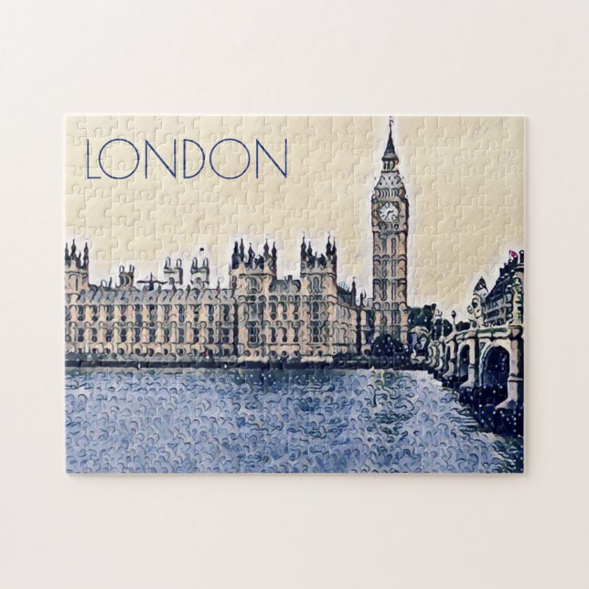 Puzzle Art de Big Ben London Watercolor (Horizontal)