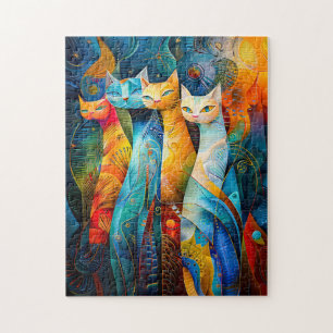 Puzzle Art de chat cosmique avec fond stellaire