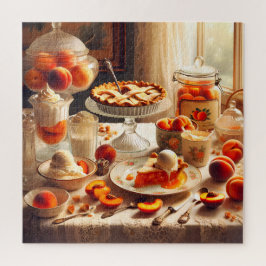 Puzzle Art de dessert pêche vintage Cottagecore Cuisine