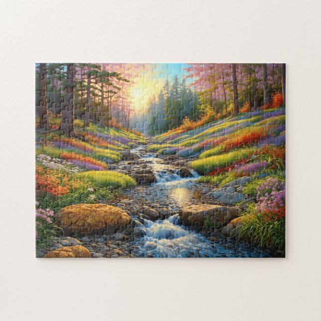 Puzzle Art de fleurs de forêt colorées (Horizontal)