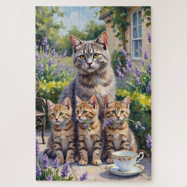 Puzzle Art de jardin lavande British Shorthair (Vertical)
