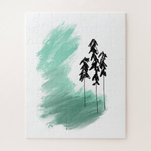Puzzle art de l'arbre vert scandinave simple moderne ment