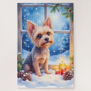 Puzzle Art de Noël Fenêtre Givrée Griffon de Bruxelles
