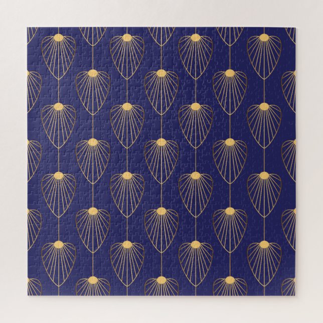 Puzzle Art Déco à fleurs dorées : élégant. (Vertical)