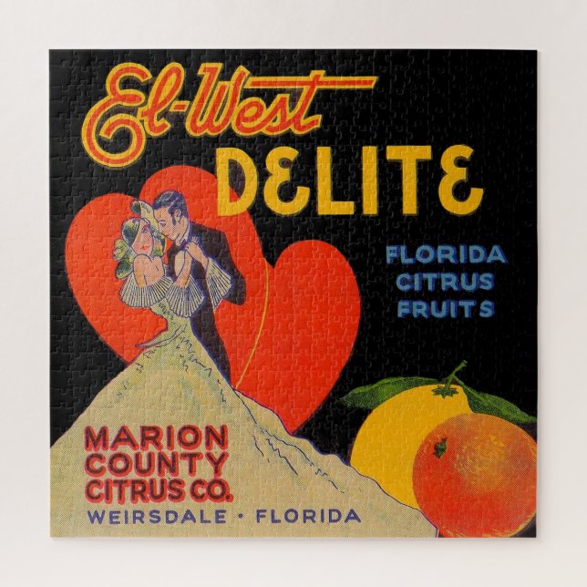 Puzzle Art déco des années 1930 El-West Delite Florida Ci (Vertical)
