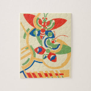 Puzzle Art Déco vintage jazz pochoir papillons de jardin