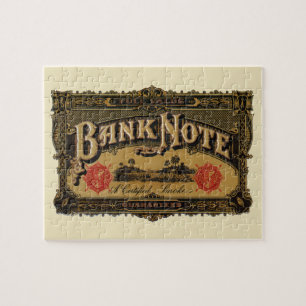 Puzzle Art d'étiquette de cigare vintage, note de banque 
