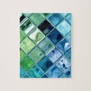 Puzzle Art en verre turquoise de tuile de mosaïque