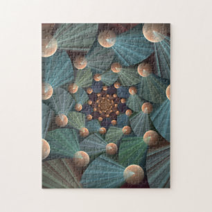 Puzzle Art Fractal Abstrait Avec Profondeur Bleu Brown Ar