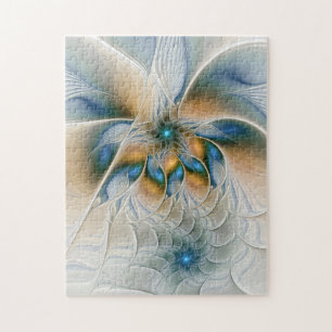 Puzzle Art fractal abstrait et fantaisiste avec du bleu