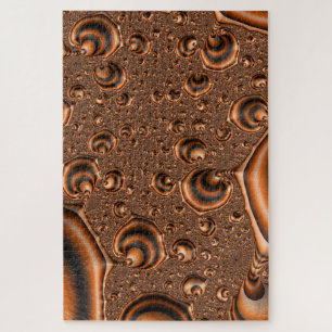Puzzle Art fractal orange noir en spirale funky trippy